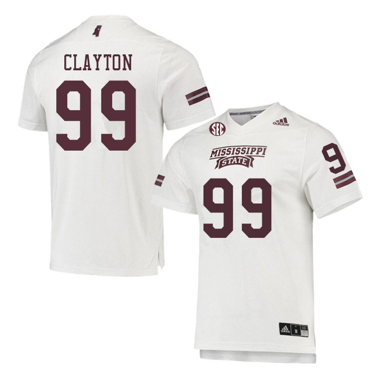 Men #99 Jacarius Clayton Mississippi State Bulldogs College Football Jerseys Sale-White